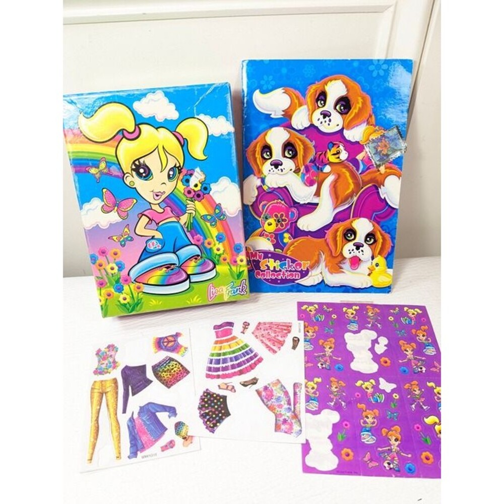 Vintage Lisa Frank Milleny M Storage Box girl 2000 Saint Bernard sticker album
